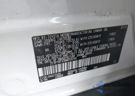 2022 Toyota Rav4 Xle z USA, uszkodzony, nr VIN 2T3P1RFV3NW256249